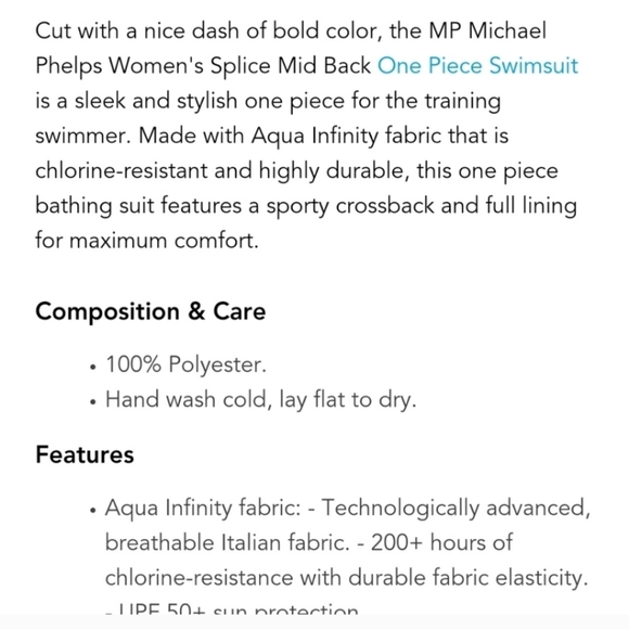 MP Michael Phelps Mid Splice Back Team Swimsuit Size 32/6 - Picture 4 of 9